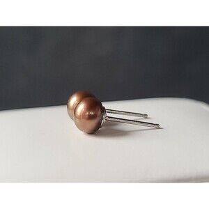 Honora 925 Sterling Silver Chocolate Pearl Stud Earrings Vintage READ